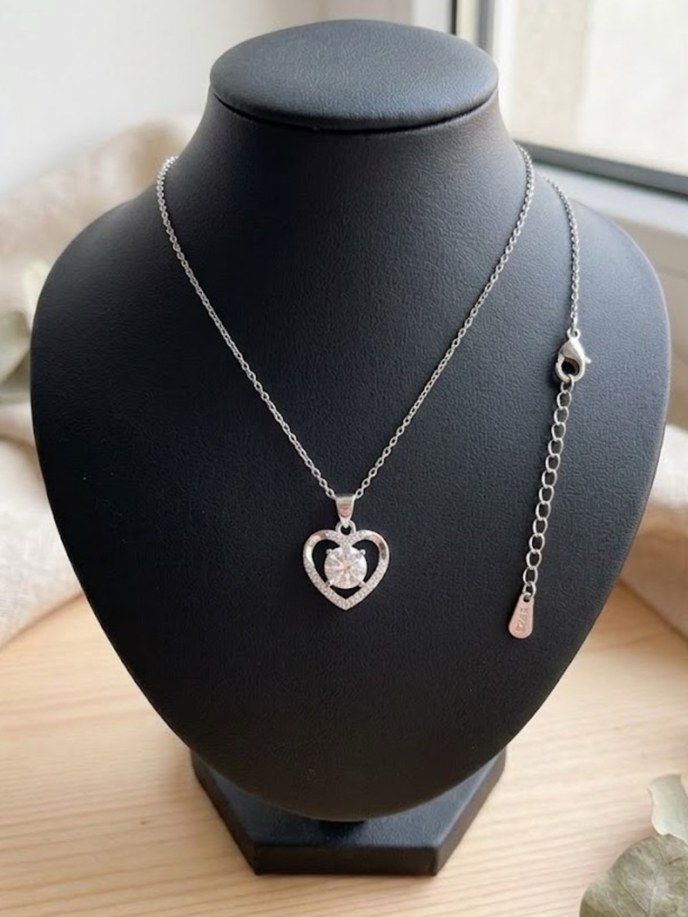 New Sterling Silver and CZ Heart Pendant Necklace